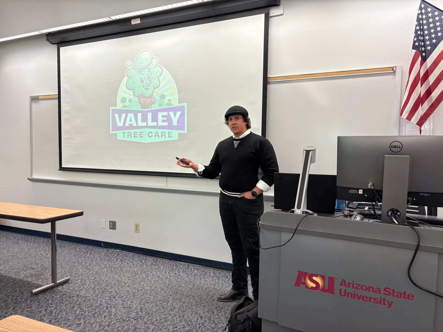 Richard Schmidt presenting Valley Tree Care to an entrepreneurship class at Arizona State University
